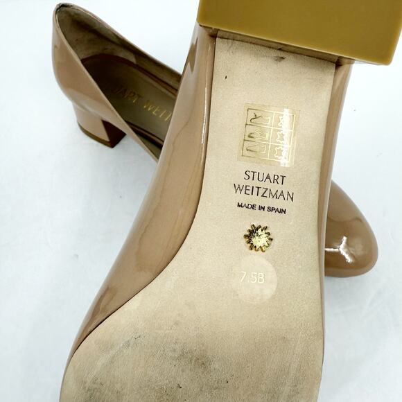 Stuart Weitzman Womens Vivienne 35 Pumps Size 7.5 Nude Patent Leather Heels EUC - Picture 12 of 15